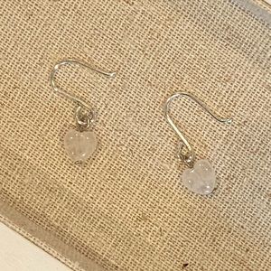 Silver and glass heart earrings